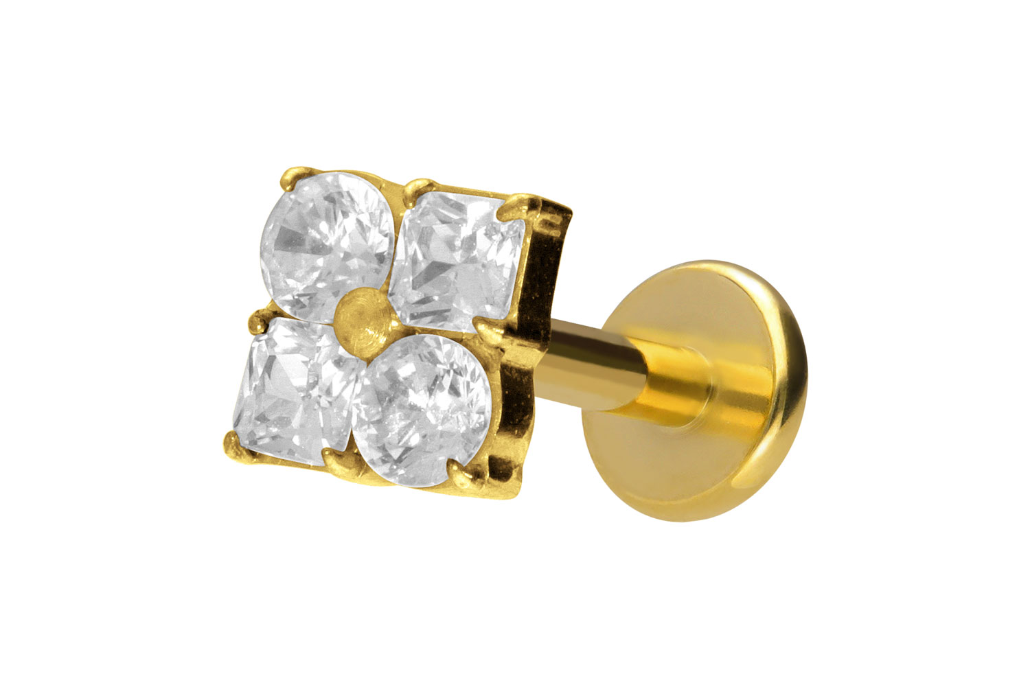 Titan Labret Piercing mit Innengewinde KRISTALLBLUME